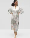 Soma Women's Satin Long Robe In Ivory Size Large/xl |  In Tropical Escape Champagne