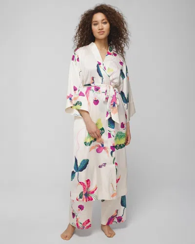 Soma Women's Satin Long Robe In Paradise Soiree White Sk Size 2xl |