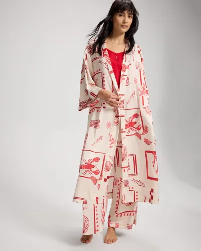 Soma Women's Satin Long Robe In Red Size Small/medium |  In Sea La Vie Grand Cherry