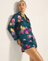 Soma Women's Satin Long Sleeve Notch Collar Pajama Top In Green Size Large |  Pajama Sets In Gettin Figgy With It Teal