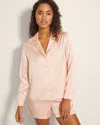 Soma Women's Satin Long Sleeve Notch Collar Pajama Top In Orange Size 2xl |  Pajama Sets In Pin Stripe Vertical Peach