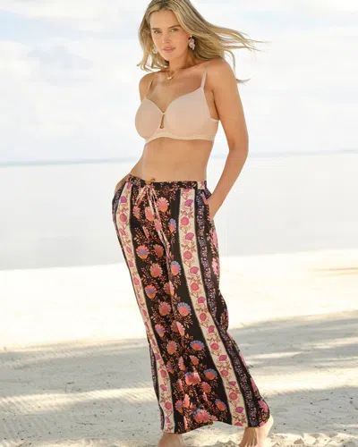 Soma Women's Satin Pajama Pants In Black Size Xs |  Pajama Sets In Floral De Luna Black