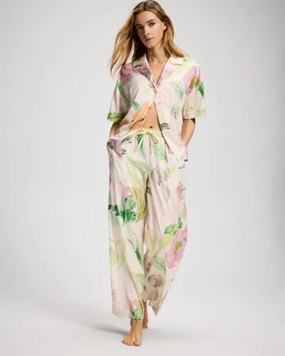 Soma Women's Satin Pajama Pants In Ivory Size Xs |  Pajama Sets In Island Serenade Wht Smoke