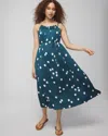 Soma Women's Satin Pleated Midi Bra Dress In Blue Size Small |  In Belle Dot Dark Harbour