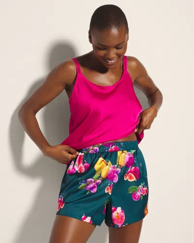 Soma Women's Satin Pajama Shorts In Green Size Small |  Pajama Sets In Gettin Figgy With It Teal