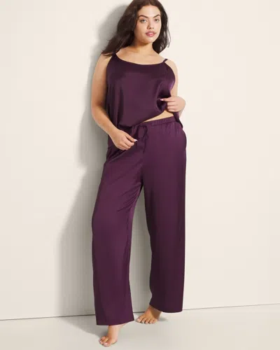 Soma Women's Satin Wide-leg Pajama Pants In Purple Size Large |  Pajama Sets In Blackberry Wine