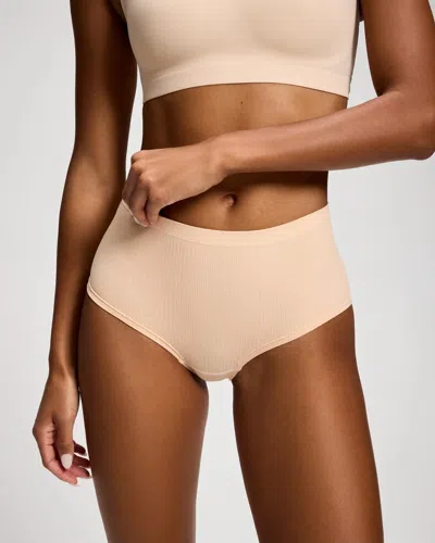 Soma Women's Seamless Rib Boyshort Panty In Light Nude Size Small |