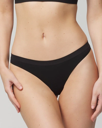 Soma Women's Seamless Thong Underwear In Black Size Medium |