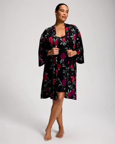 Soma Women's Short Robe In Black Size Small/medium |  Getting Ready Robe