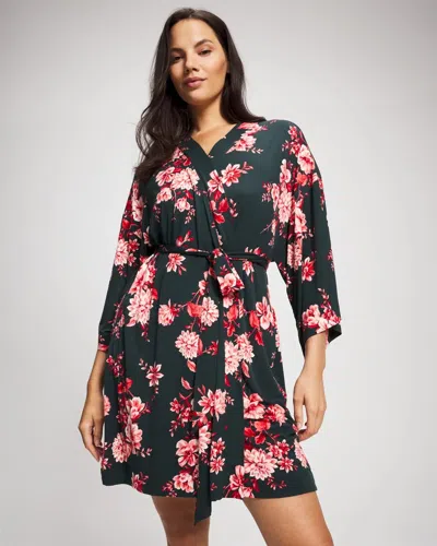 Soma Women's Short Robe In Green Size Small/medium |  In Cottage Floral Green