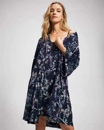 Soma Women's Short Robe In Navy Blue Size Small/medium |  In Song Of Paradise Navy