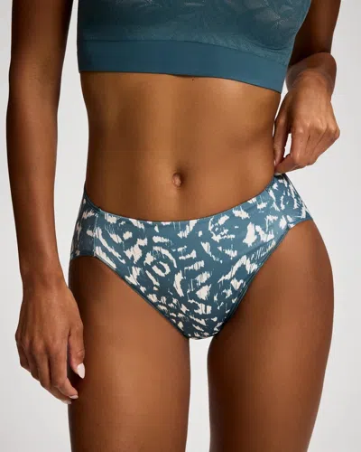 Soma Women's Slimming High-leg Brief Panty In Blue Size Xs |  Vanishing Tummy Panties In Texture Ikat Lunar Stone