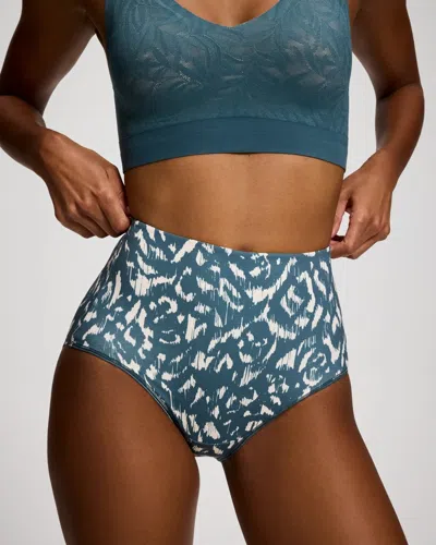 Soma Women's Slimming High-waist Brief Panty In Blue Size Xs |  Vanishing Tummy Panties In Texture Ikat Lunar Stone