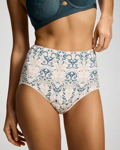 Soma Women's Slimming High-waist Brief Panty In Ivory Size Xs |  Vanishing Tummy Panties In Island Mosaic Mini Champ