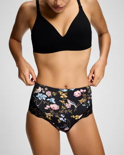 Soma Women's Slimming High-waist Brief Panty With Lace In Black Size Xs |  Vanishing Tummy Panties In Windswept Floral M Black