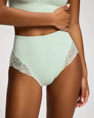 Soma Women's Slimming High-waist Brief Panty With Lace In Green Size Xs |  Vanishing Tummy Panties In Eucalyptus