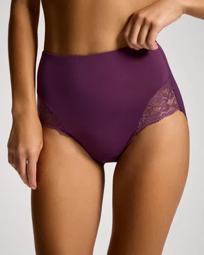 Soma Women's Slimming High-waist Brief Panty With Lace In Purple Size Xs |  Vanishing Tummy Panties In Vintage Plum