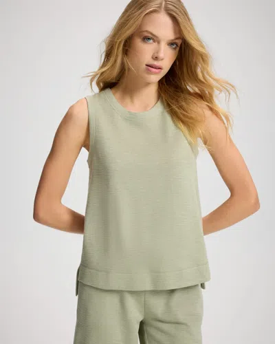 Soma Women's Slub French Terry Crew Neck Tank Top In Green Size Xs |  In Seagrass Green
