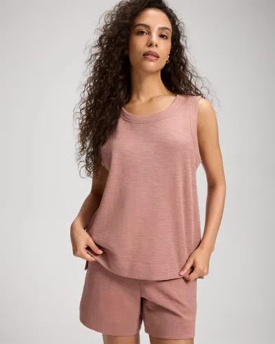 Soma Women's Slub French Terry Crew Neck Tank Top In Pink Size Xs |  In Twilight Rose
