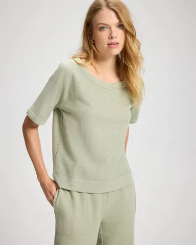 Soma Women's Slub French Terry Relaxed Dolman Sleeve Top In Green Size Xs |  In Seagrass Green