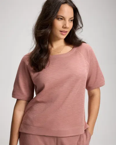 Soma Women's Slub French Terry Relaxed Dolman Sleeve Top In Pink Size Xs |  In Twilight Rose