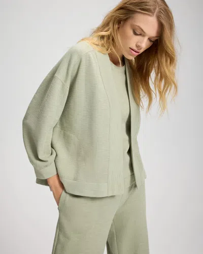 Soma Women's Slub French Terry Relaxed Open-front Cardi In Green Size Xs |  In Seagrass Green
