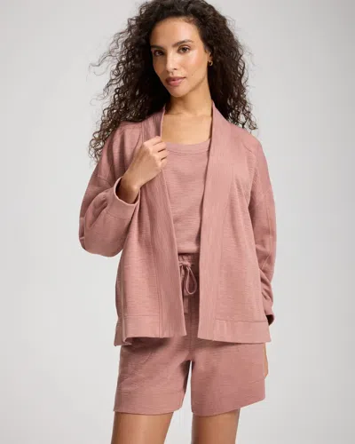 Soma Women's Slub French Terry Relaxed Open-front Cardi In Pink Size Xs |  In Twilight Rose