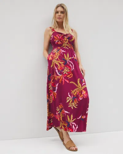 Soma Women's Soft Jersey Bahia Maxi Dress In Red Size Xl |  In Sunrise Flora Red Beauty