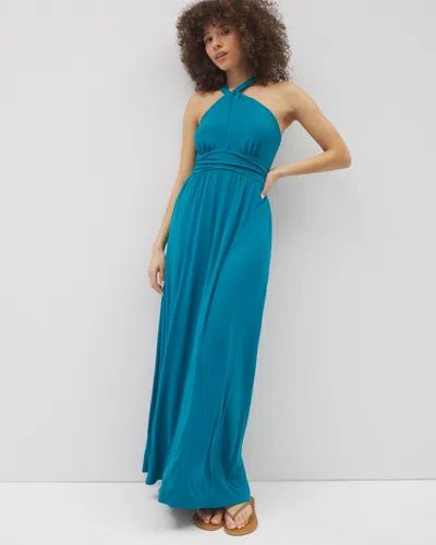Soma Women's Soft Jersey Bayside Halter Maxi Dress In Blue Size Medium |