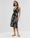 Soma Women's Soft Jersey Cross Back Strap Dress In Black Size Medium |  In Plumeria Blooms Grand Blk
