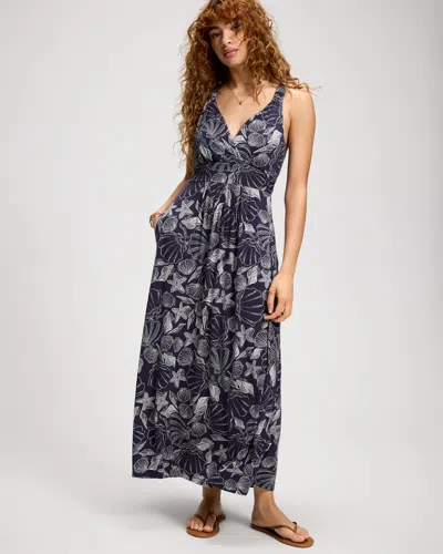 Soma Women's Soft Jersey Crossback Maxi Dress In Blue Size Xs |  In Wild Delight Deep Indigo