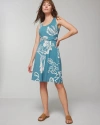 SOMA WOMEN'S SOFT JERSEY DRAPED EMPIRE SHORT SUNDRESS WITH BUILT-IN BRA IN BLUE FLORAL SIZE SMALL | SOMA