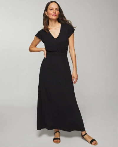 Soma Women's Soft Jersey Flutter Sleeve Maxi Bra Dress In Black Size Small |