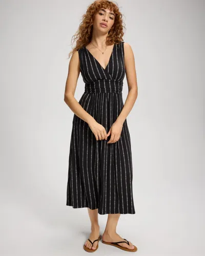 Soma Women's Soft Jersey Goddess Midi Dress In Black Size Xs |  In Whimsical Stripe Black