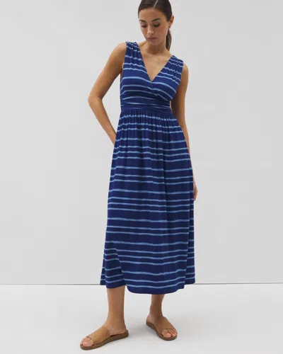 Soma Women's Soft Jersey Goddess Midi Dress In Navy Blue Size Xs |  In Oasis Stripe G Navy Peony