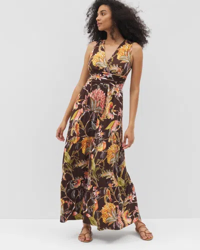 Soma Women's Soft Jersey Goddess Tiered Maxi Dress In Brown Size Xs |  In Parrot-diso Plume G Fr