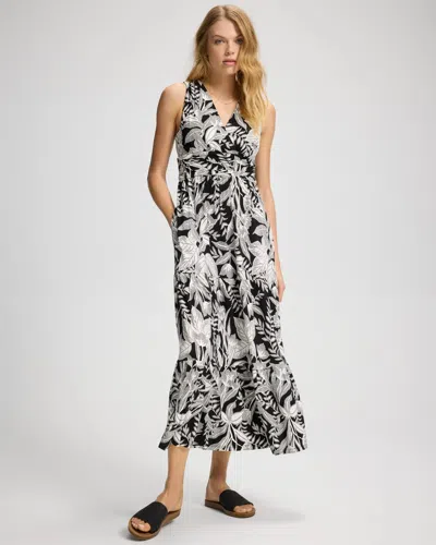 Soma Women's Soft Jersey Goddess Tiered Maxi Dress In Ivory Size Xs |  In Patterned Palms Coconut