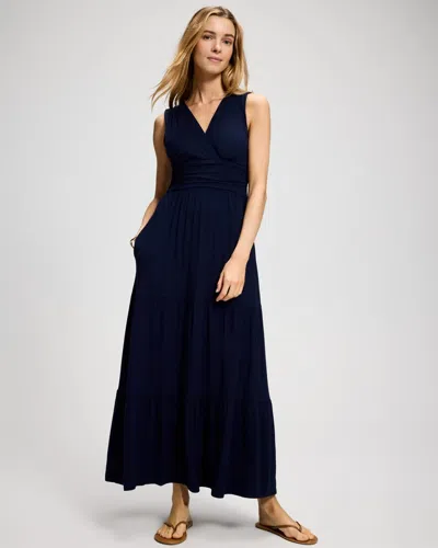 Soma Women's Soft Jersey Goddess Tiered Maxi Dress In Navy Blue Size Xs |  In Nightfall Navy