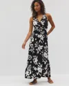 Soma Women's Soft Jersey Isla Cross Back Maxi Dress In Black Size Small |  In Plumeria Dream G Black