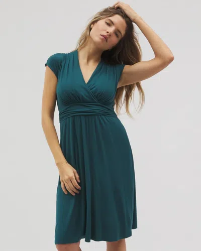 Soma Women's Soft Jersey Mini Dress In Green Size Large |  In Deep Teal