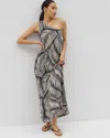 Soma Women's Soft Jersey One-shoulder Maxi Dress In Black Size Xl |  In Peaceful Palms G Blk