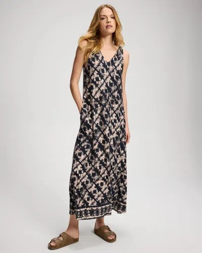 Soma Women's Soft Jersey Relaxed Knot Shoulder Maxi Dress In Black Size Xs |  In Whispering Waves Black