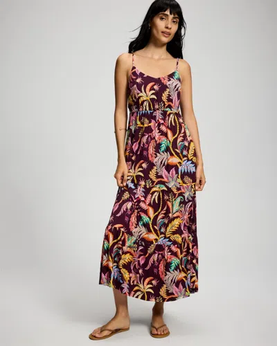 Soma Women's Soft Jersey Rio Maxi Bra Dress In Red Size Xs |  In Vibrant Botanical Syrah