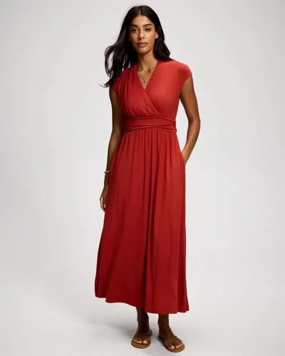 Soma Women's Soft Jersey Serenity Cap Sleeve Maxi Dress In Red Size Xs |  In Red Ochre