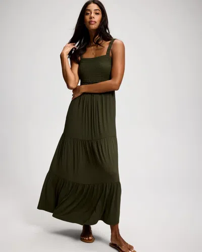 Soma Women's Soft Jersey Smocked Bodice Maxi Dress In Green Size Xs |  In Dark Olive