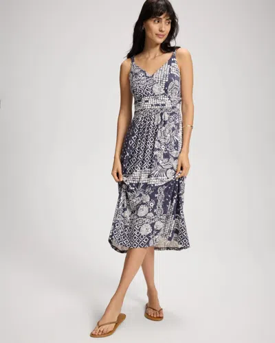 Soma Women's Soft Jersey Surplice Midi Dress In Blue Size Medium |  In Coastal Collage Indigo