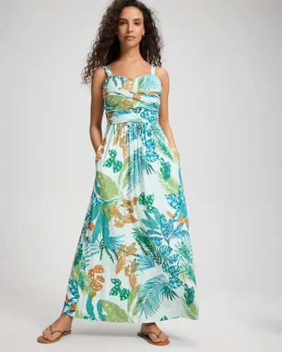 Soma Women's Soft Jersey Twist Bodice Maxi Dress In Ivory Size Medium |  In Tropical Treasure Coconut