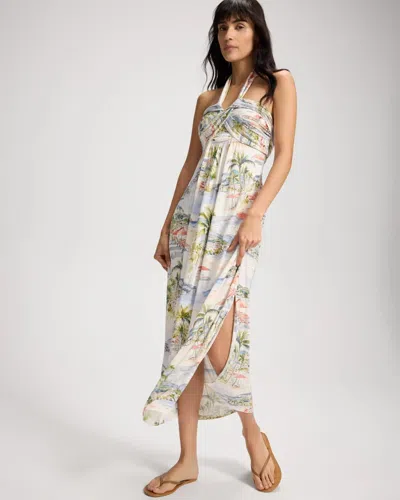 Soma Women's Soft Jersey Twist-front Halter Maxi Dress In Ivory Size Xs |  In Seaside Social Coconut