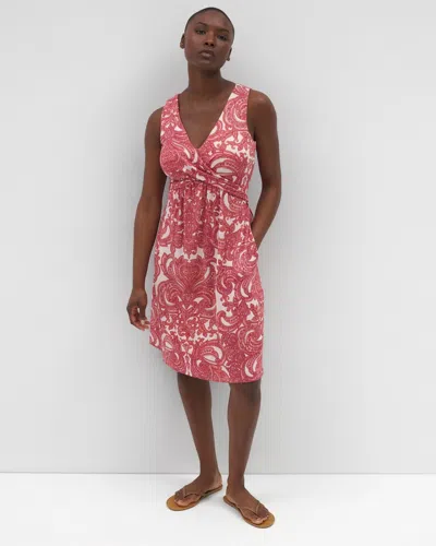 Soma Women's Soft Jersey V-neck Short Dress In Orange Size Large |  In Show Off Paisley Peach