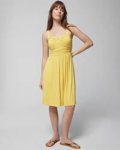 Soma Women's Soft Jersey V-wire Short Sundress With Built-in Bra In Yellow Size Small |  In Limelight